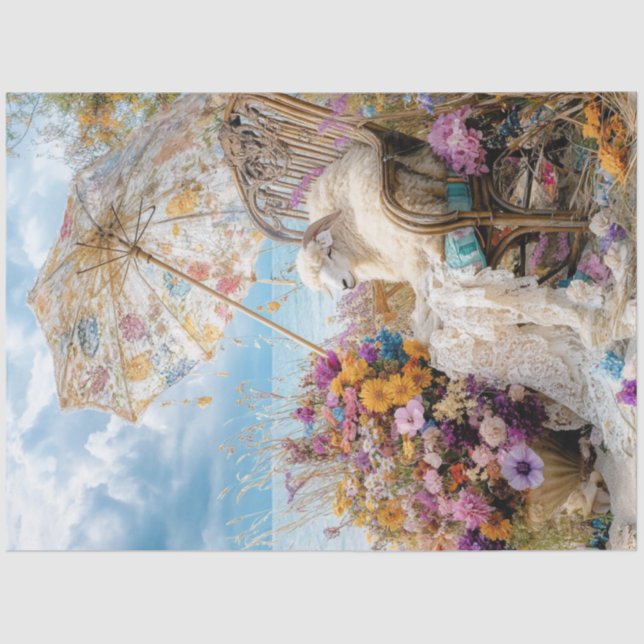 Decoupage Whimsical Sheep Beach Lounge Regenschirm Seidenpapier (Vorderseite)