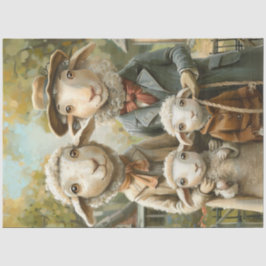 Decoupage Whimsical Sheep Familie mit zwei Siegen Seidenpapier