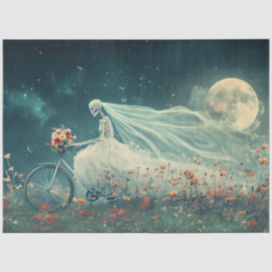 Decoupage Whimsical Skeleton Bride Bicycle Seidenpapier