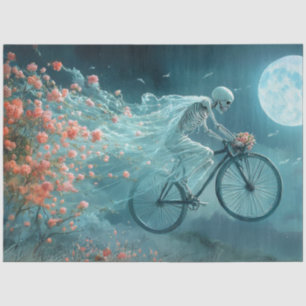 Decoupage Whimsical Skeleton Wedding Bicycle Ride Seidenpapier