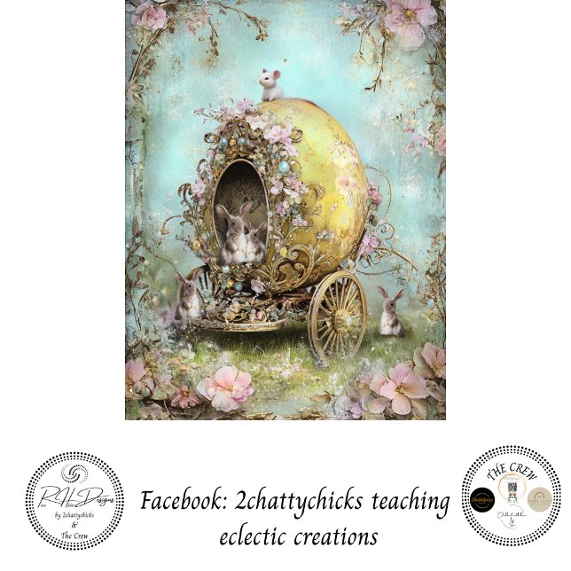 Decoupage Whimsical Spring Easter Rabbit Carriage Seidenpapier (Von Creator hochgeladen)