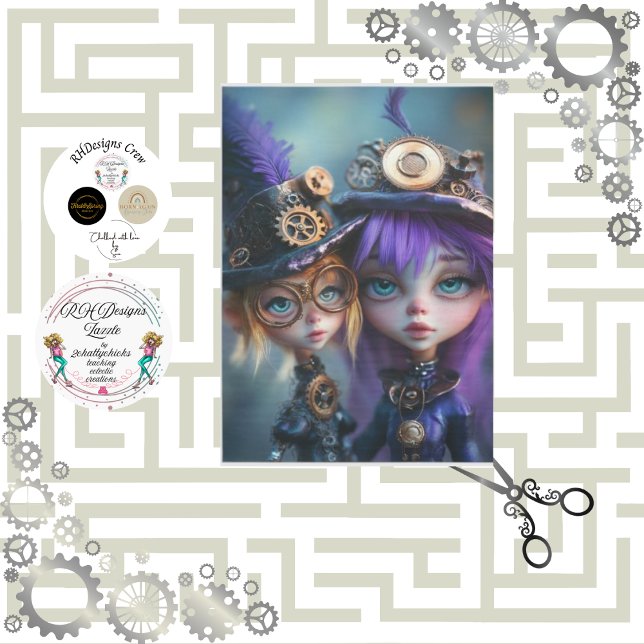 Decoupage Whimsical Steampunk Girls Andrea & Rena Seidenpapier (Von Creator hochgeladen)