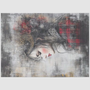 Decoupage Whimsical Valentine Portrait of Lady Seidenpapier