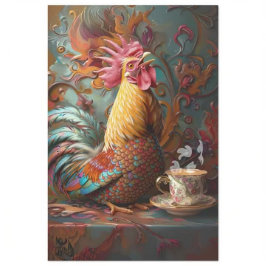 Decoupage Whimsical Verziert Chicken Coffee Break Seidenpapier