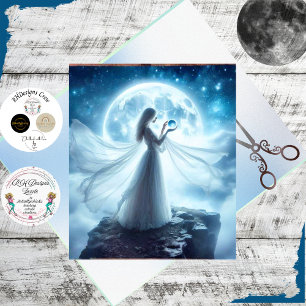 Decoupage Whimsical Vollmond Witchy Frau Seidenpapier