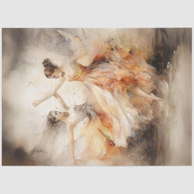 Decoupage Whimsical Watercolor Ballett Tänzer Seidenpapier (Vorderseite)