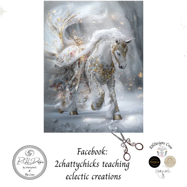 Decoupage Whimsical White Embellished Pferd Seidenpapier (Von Creator hochgeladen)