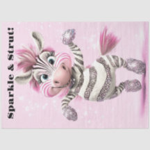 Decoupage Whimsical Zebra White & Funkelnd Zuni