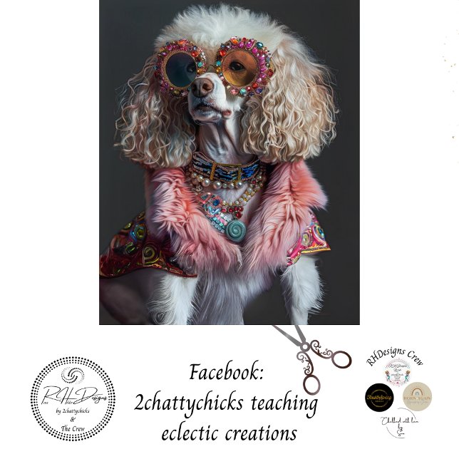 Decoupage Whimsisch gekleidete Poodle Bella Seidenpapier (Von Creator hochgeladen)
