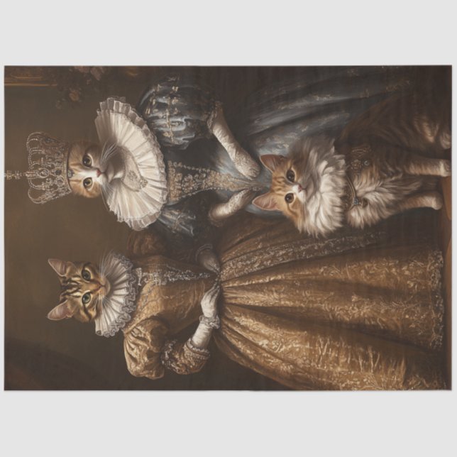 Decoupage Whimsistic Portrait Cat Family Seidenpapier (Vorderseite)