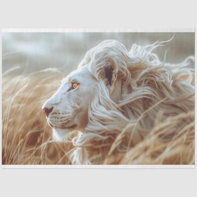 Decoupage White Majestic Lion Seidenpapier (Vorderseite)