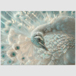 Decoupage White Peacock Frosted Elegance Seidenpapier