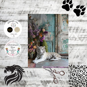 Decoupage White Tiger Vintag Style Deco Room Seidenpapier