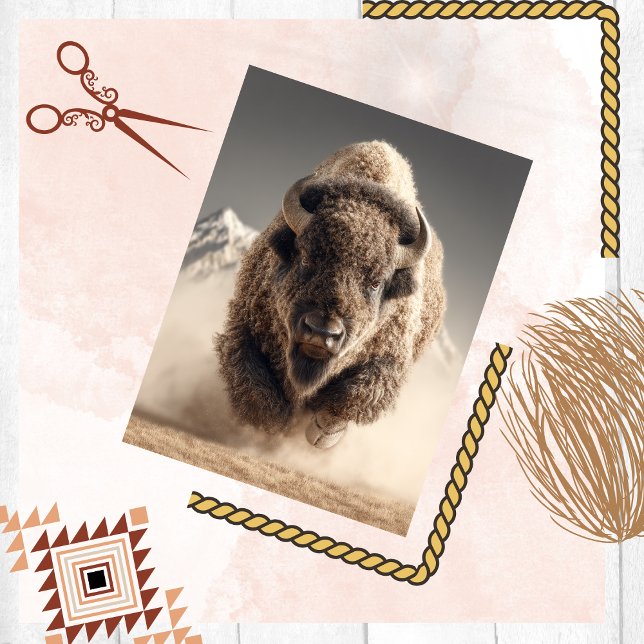 Decoupage Wild Bison Dustborne Charge Wüste Seidenpapier (Von Creator hochgeladen)