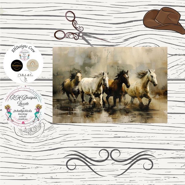 Decoupage Wild Painterly Horses Running  Seidenpapier (Von Creator hochgeladen)