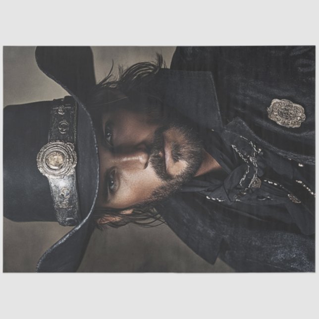 Decoupage Wild West Lawman Dressed in Black Seidenpapier (Vorderseite)