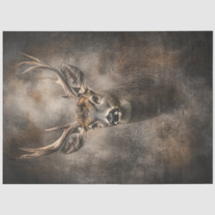 Decoupage Wildlife Deer Portrait Große Antler Seidenpapier