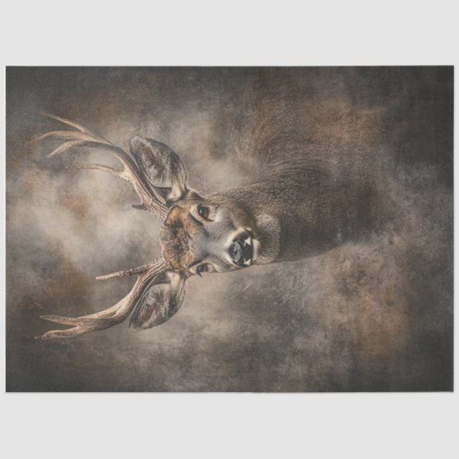 Decoupage Wildlife Deer Portrait Große Antler Seidenpapier (Vorderseite)