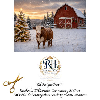 Decoupage Winter Farmhouse Cow Scene Seidenpapier