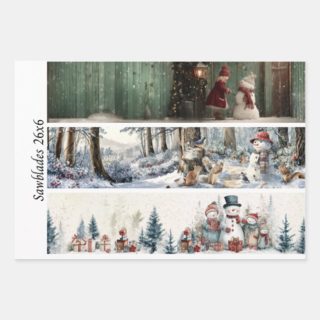 Decoupage Winter Sägeblatt Set 26x6  Geschenkpapier Set (Vorderseite)