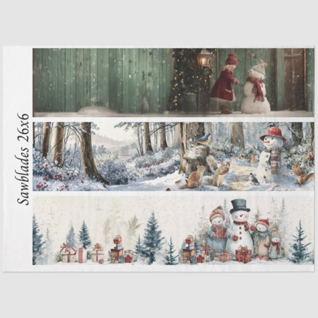 Decoupage Winter Sawblade Set 26x6  Seidenpapier (Vorderseite)