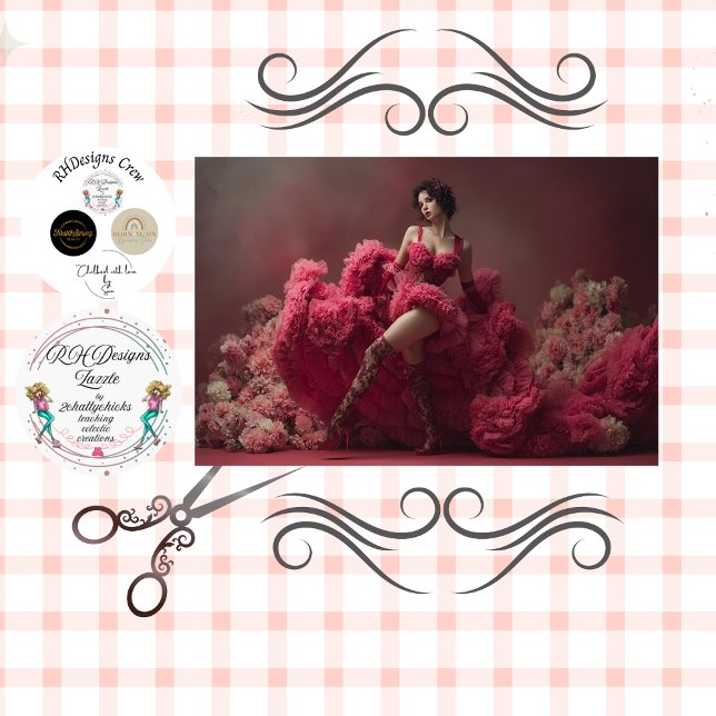 Decoupage Woman Dramatic Ruffles for Valentine  Seidenpapier (Von Creator hochgeladen)