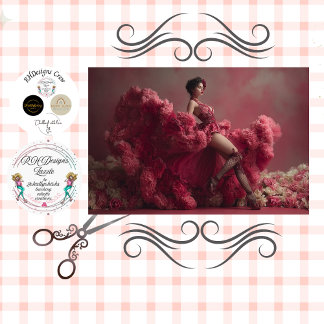 Decoupage Woman Floral Fantasy Corset Valentine Seidenpapier