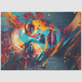 Decoupage Woman's Abstrakt Mixed Media Painting Seidenpapier