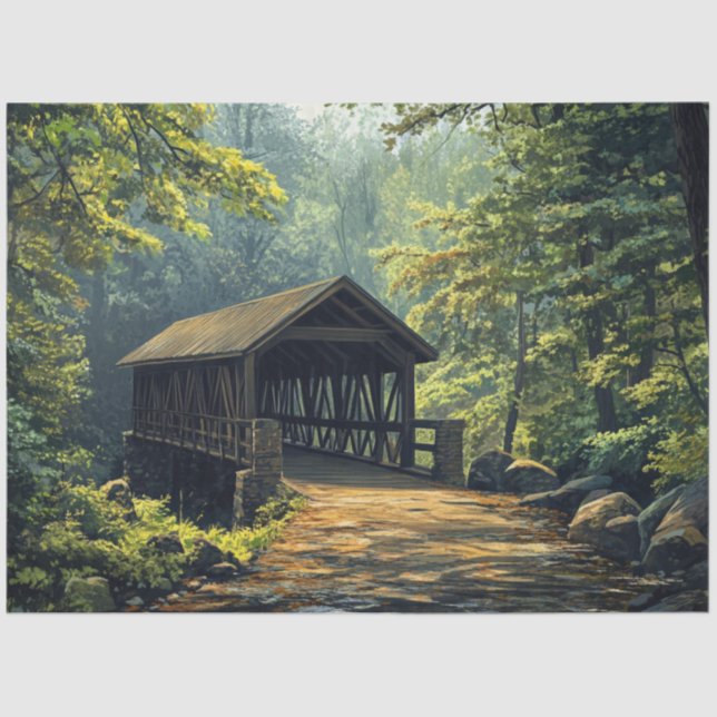 Decoupage Wooden Covered Bridge Seidenpapier (Vorderseite)
