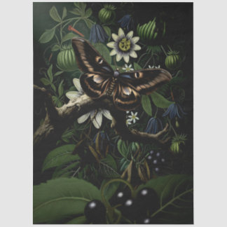 Decoupage Woodland Moth Illustration Seidenpapier