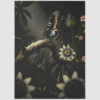 Decoupage Woodland Moth Illustration Seidenpapier