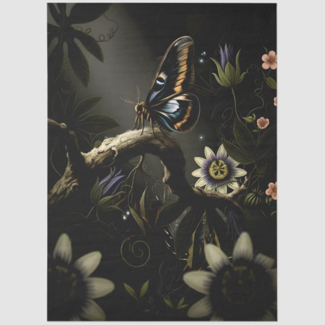 Decoupage Woodland Moth Illustration Seidenpapier (Vorderseite)