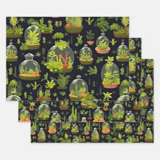Decoupage Wrapping Paper Terrariums Set 3 Geschenkpapier Set