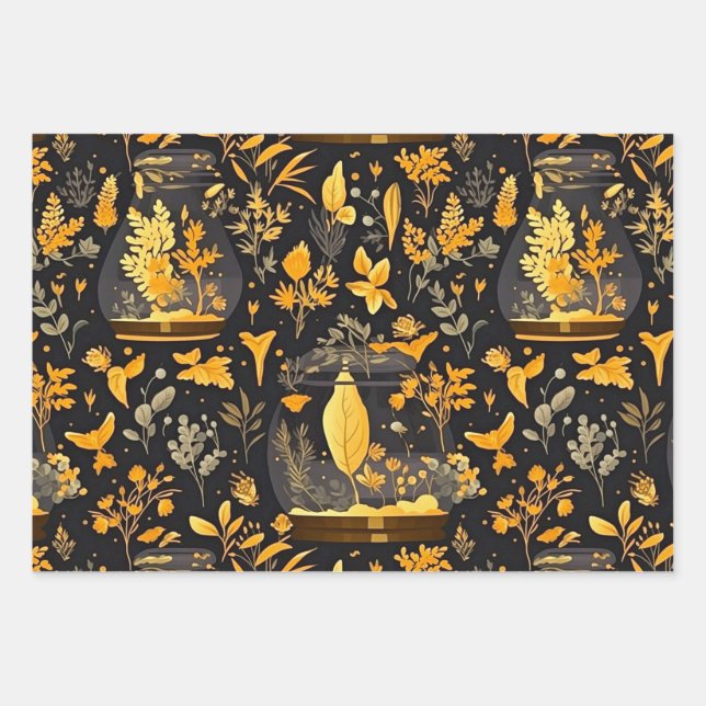 Decoupage Wrapping Paper Terrariums Set 3 Geschenkpapier Set (Vorderseite)