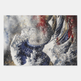 Decoupage Wrapping Paper USA Flag Eagle Geschenkpapier Set