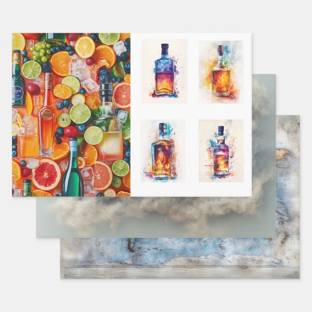 Decoupage Wrapping Paper USA, Map & Bar Geschenkpapier Set (Set)