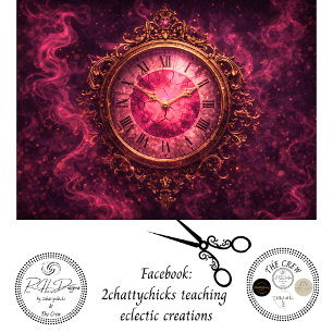 Decoupage Wunderland Crimson Timekeeper Uhr Seidenpapier
