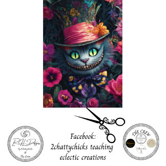 Decoupage Wunderland Katze Zylinder Blumen Garten Seidenpapier