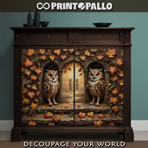 Decoupage - Zwei Eulen im Herbst  Poster