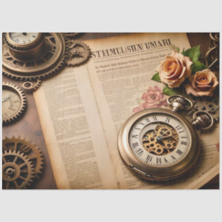 Decoupagepapier, SteamFunk Clock 1 Seidenpapier