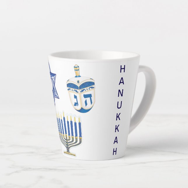 Ded Blue & White Hanukkah Small Milchtasse (Rechte Ecke)