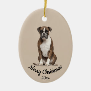 Ded Custom Foto Christmas Boxer Dog Keramik Ornament