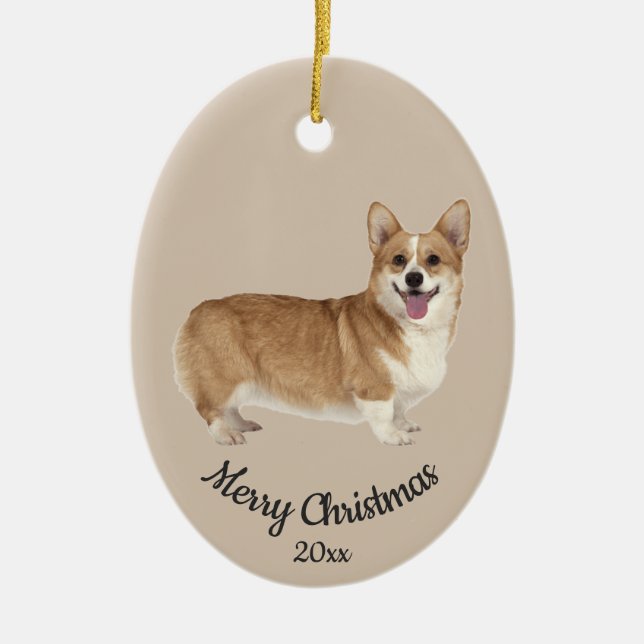 Ded Custom Foto Christmas Corgi Dog Pet Keramik Ornament (Vorne)