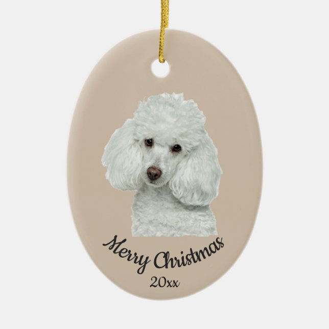 Ded Custom Foto Christmas Poodle Hund Begleiter Keramik Ornament (Vorne)