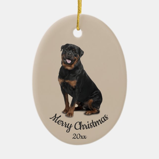 Ded Custom Foto Christmas Rotweiller Dog Pet Keramik Ornament (Vorne)