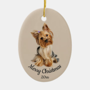 Ded Custom Foto Christmas Yorkie Dog Haustier Keramik Ornament
