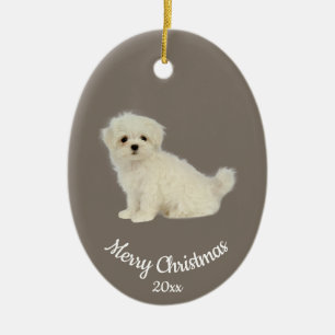 Ded Custom Foto Weihnachten Malteser Hund Haustier Keramik Ornament