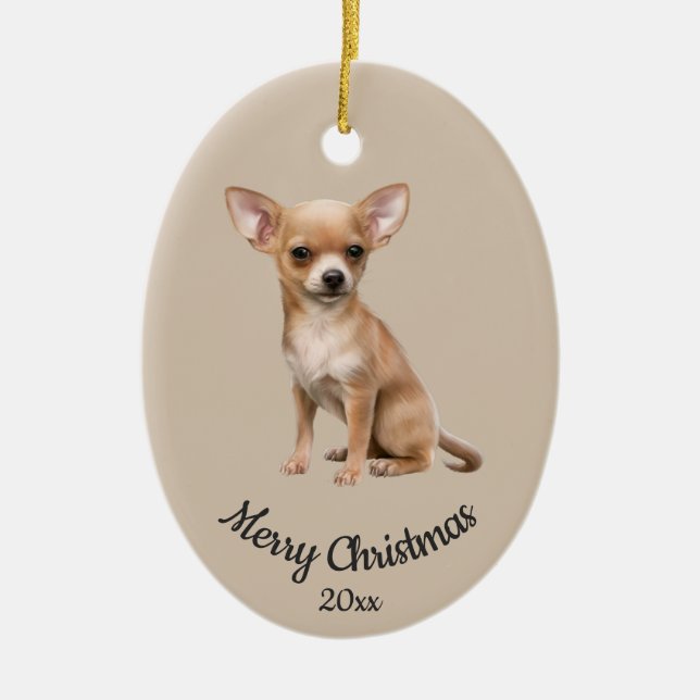 Ded Custom Foto Weihnachts Chihuahua Hund Haustier Keramik Ornament (Vorne)