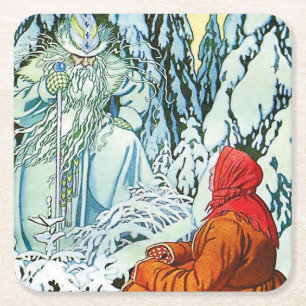 „Ded Moroz“ oder „Väterchen Frost“ von Ivan Bilibi Rechteckiger Pappuntersetzer