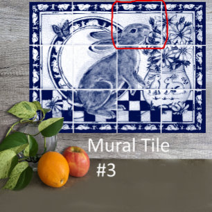 Dedham Blau Weiß Kaninchen Hase Wandbild Fliese #